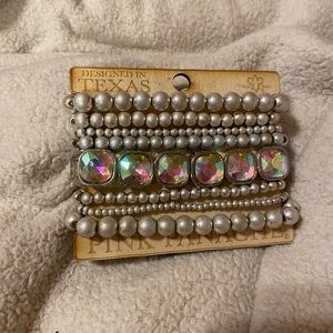 Pink panache crystal/silver stack bracelet